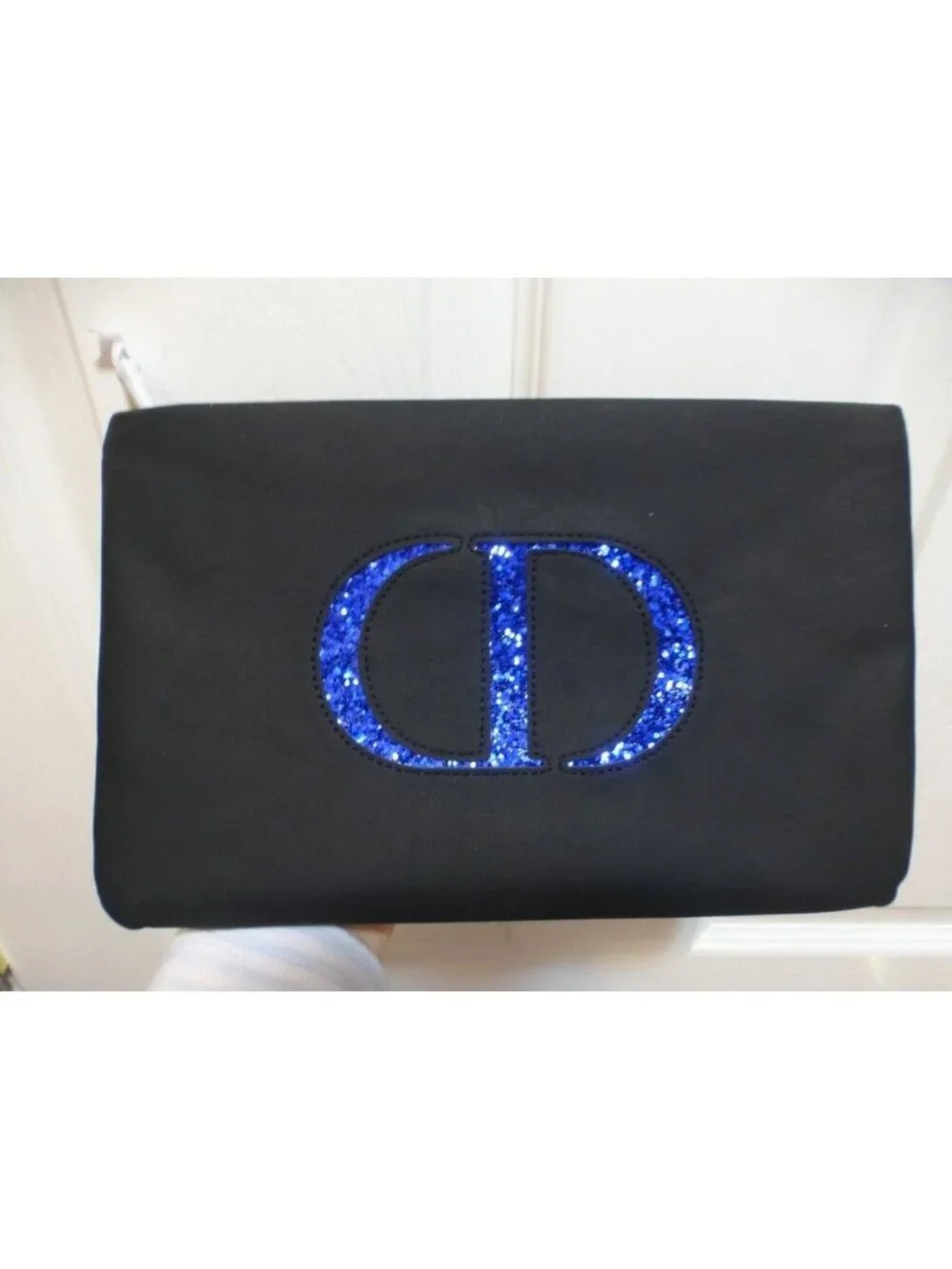 Dior BLUE GLITTER LOGO COSMETIC Makeup Evening BAG Trousse pouch